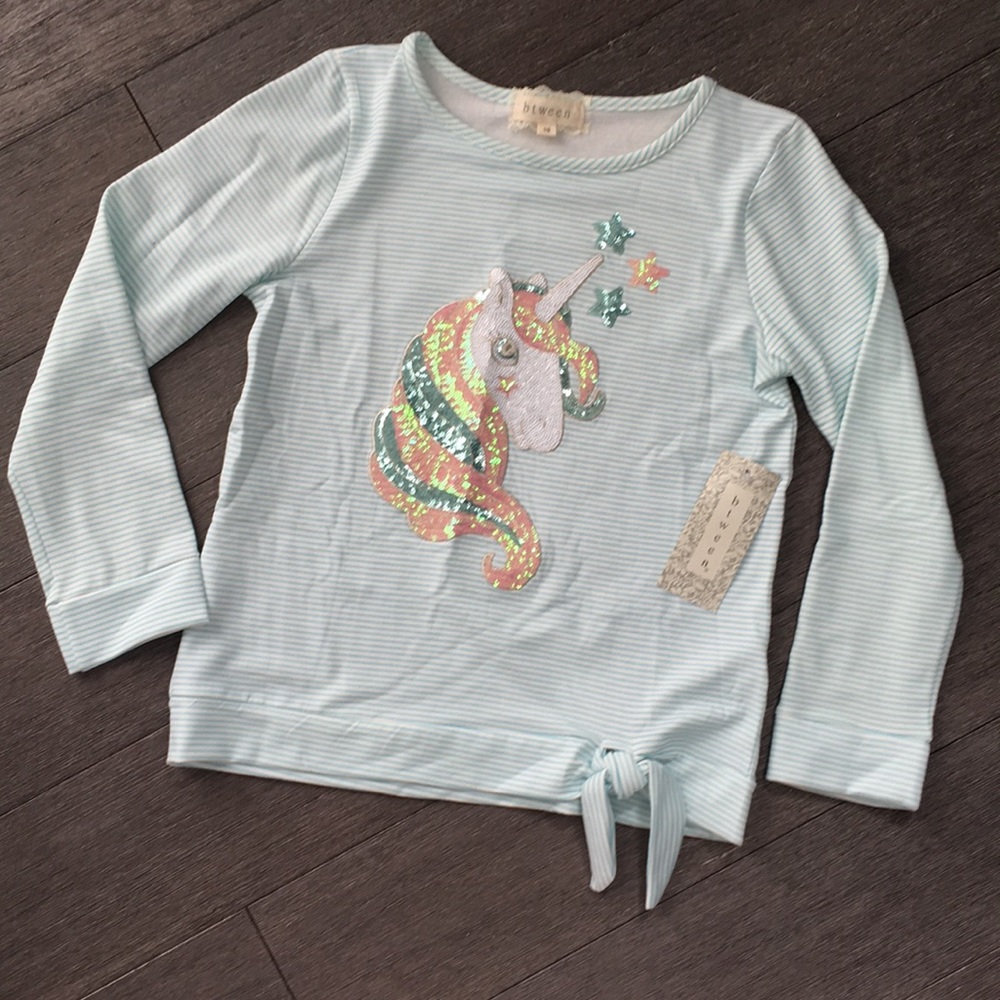 Girls unicorn top shirt long sleeve 10